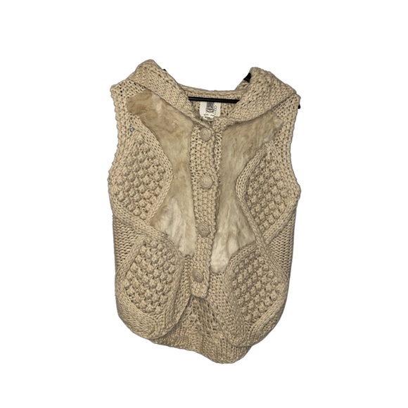 Lili’s Closet chunky knit faux fur hooded vest - Picture 1 of 1